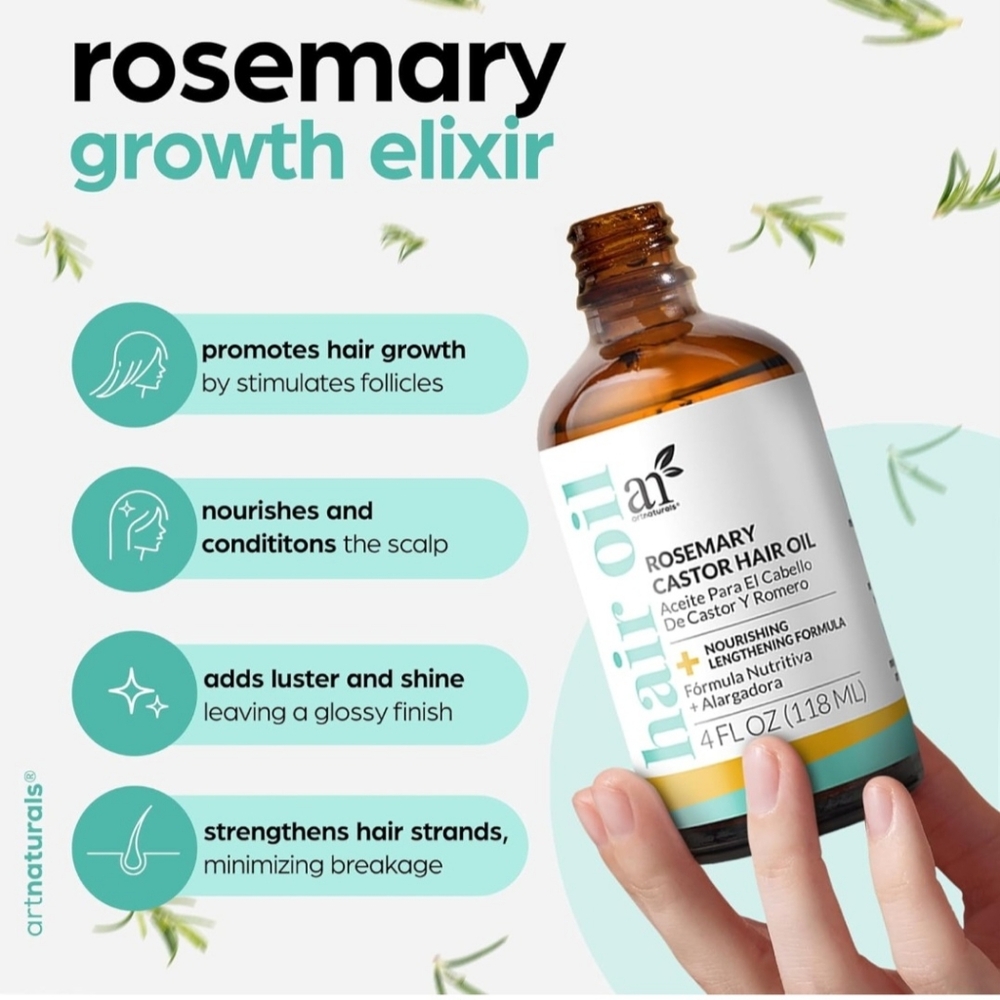 Rosemary Castor Hair Oil - Black and Gold